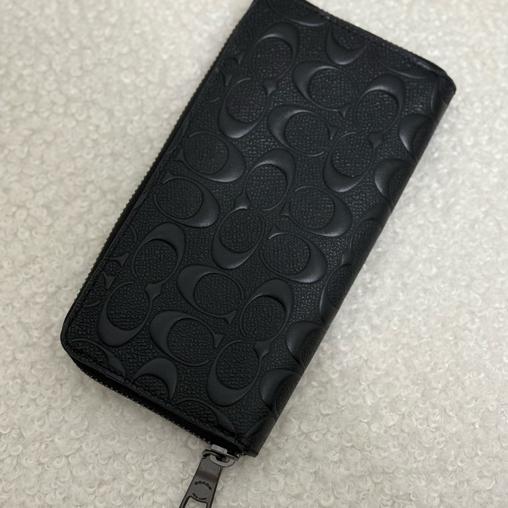 Black Embossed Zip Wallet